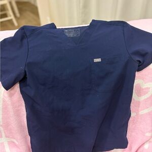 Figs Navy Blue Short Sleeve ScrubTop